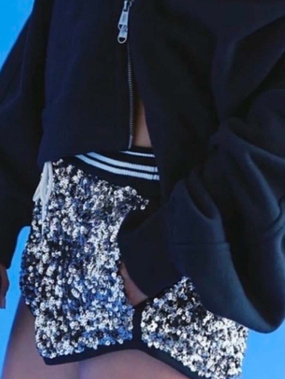 Free People Silver Sequin Shorts - Picture 3 of 8